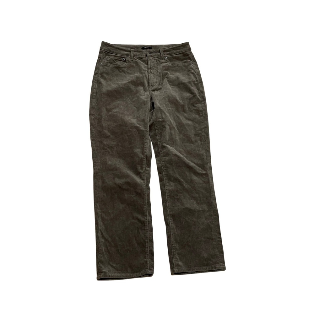 Quince Women's 10 Seaweed Army Green Organic Stretch Corduroy Straight Leg Pants